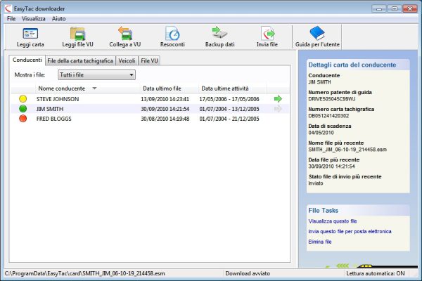 EasyTac software di gestione del tachigrafo digitale con lettore di smart card verticale Omnikey 3121-597